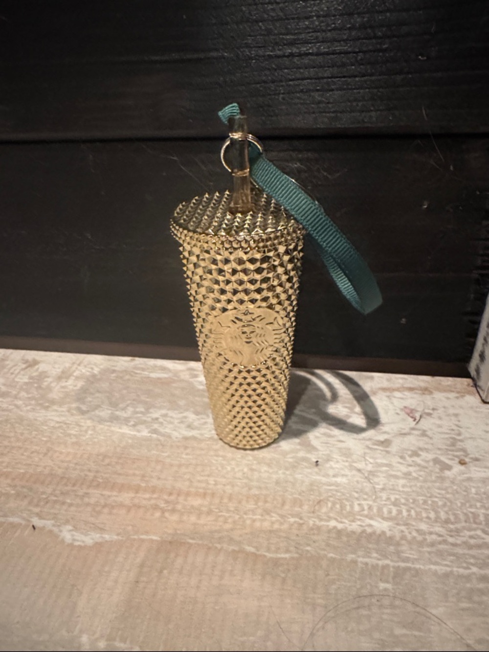 Starbucks Mini Holiday Studded Gold Mini Ornament/Keychain 2022 Opens